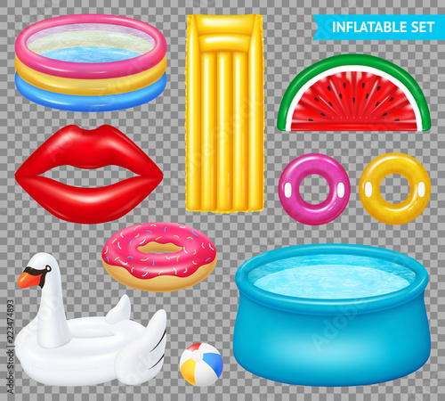 Realistic Inflatable Objects Transparent Set