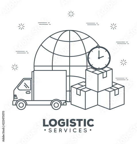 logistic services set icons