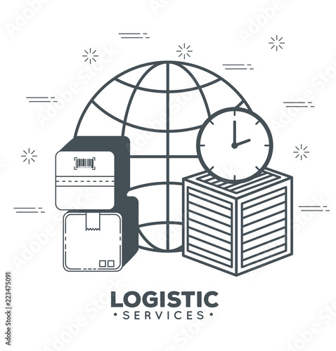 logistic services set icons