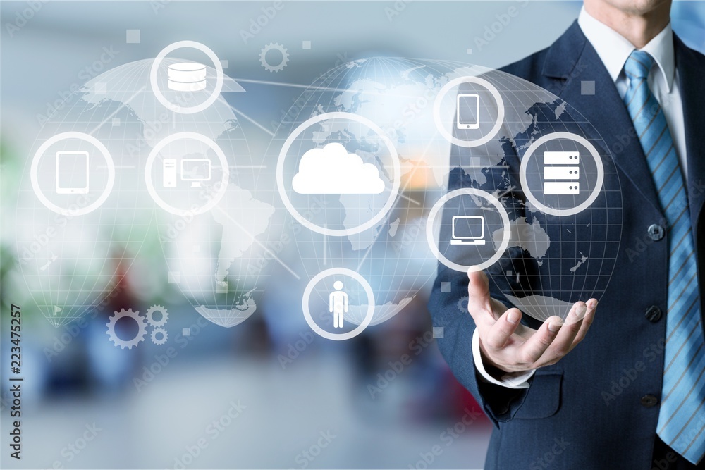 Businessman and internet and virtual reality concept Businessman and internet and virtual reality concept