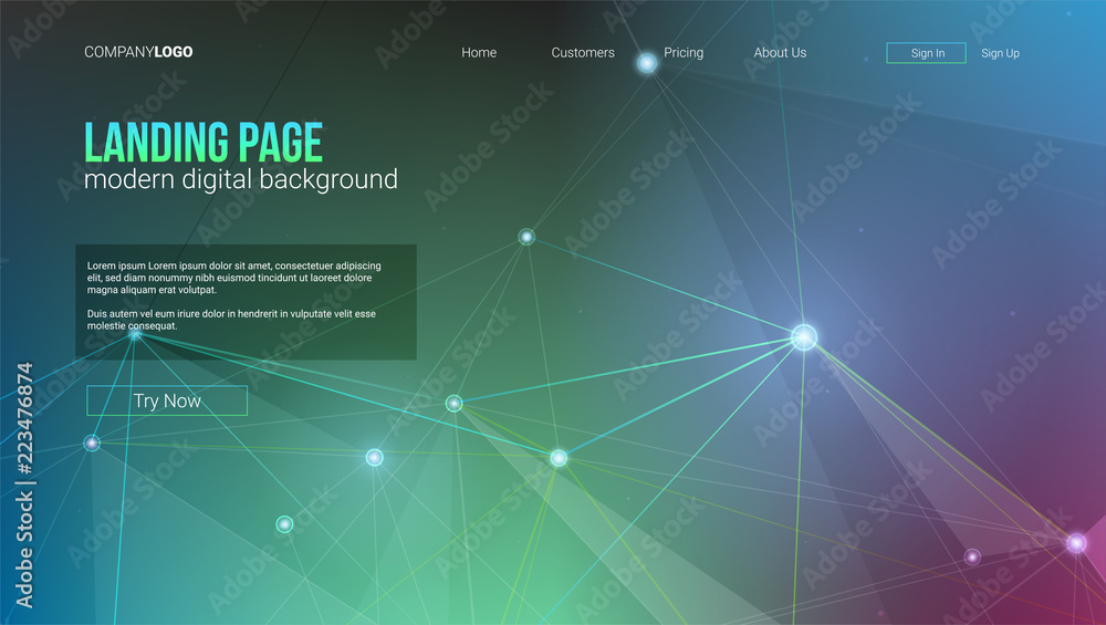 Template of vector header with digital elements. Cyber background, technological and engineering patterns. Geometrical grid with points connected by lines. Abstract plexus shapes. Template of vector header with digital elements. Cyber background, technological and engineering patterns. Geometrical grid with points connected by lines. Abstract plexus shapes.