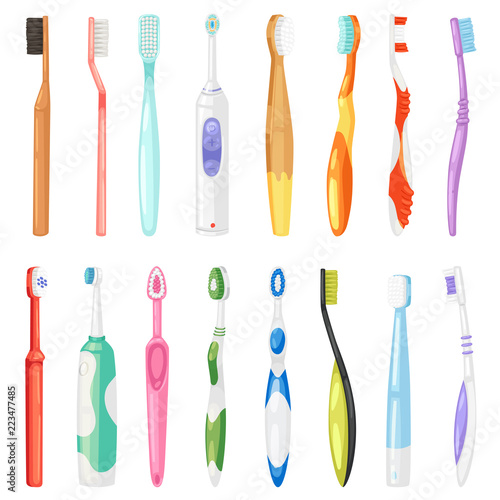 Toothbrushe vector dental hygiene tooth brush for brushing teethwith toothpaste illustration dentistry set of brushed tool isolated on white background