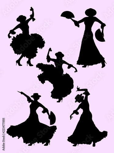Woman dancing flamenco silhouette 01. Good use for symbol, logo, web icon, mascot, sign, or any design you want.
