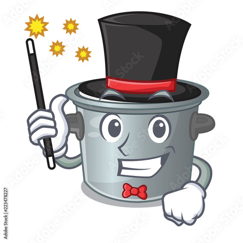 Magician cookware stock pot isolated on mascot