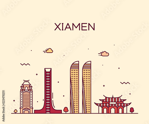 Verona skyline Italy vector linear style city