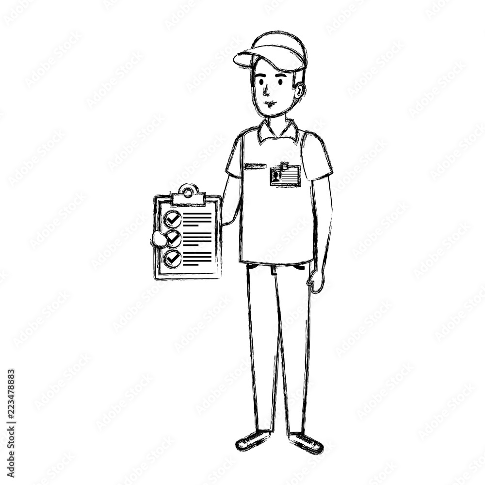 delivery worker with checklist character delivery worker with checklist character