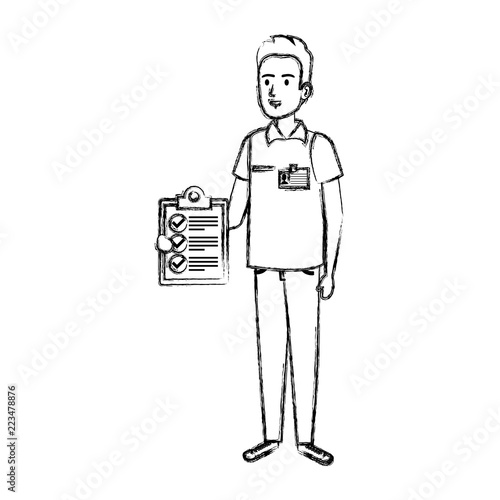 delivery worker with checklist character