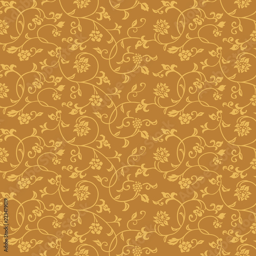 Japanese ivy and flower vintage pattern