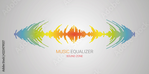 Equalizer music player. Audio colorful wave logo.