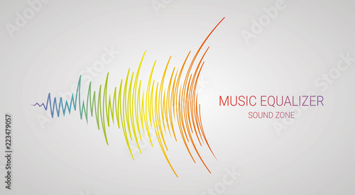 Music wave logo. Color pulse audio player