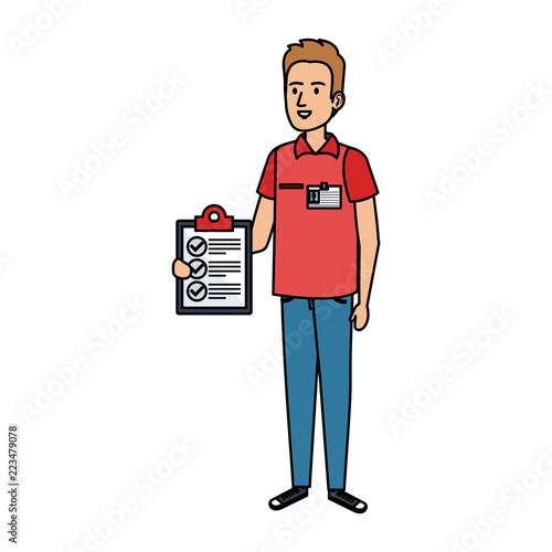 delivery worker with checklist character