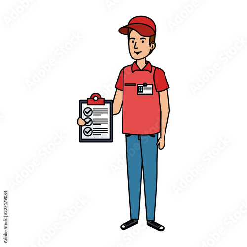 delivery worker with checklist character