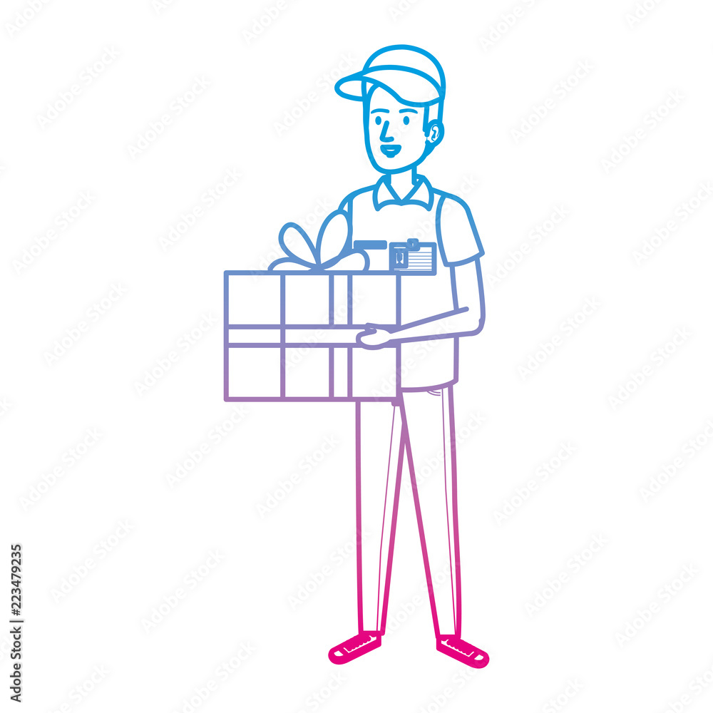 delivery worker with gift character