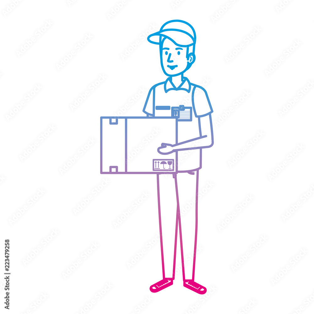 delivery worker lifting box character