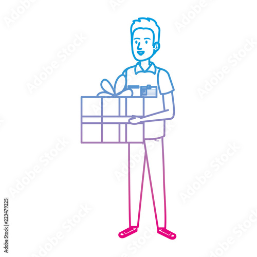 delivery worker with gift character