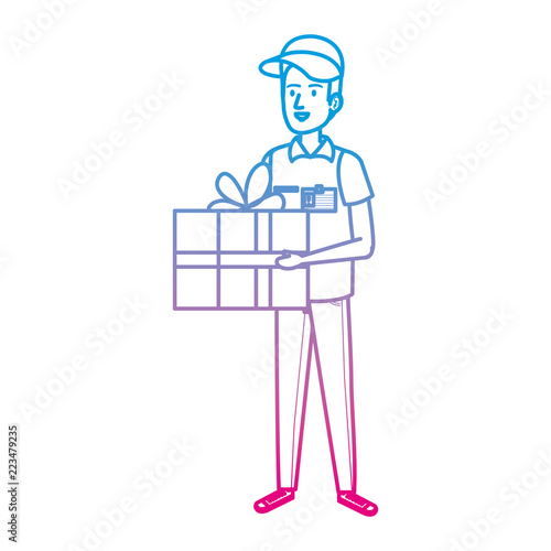 delivery worker with gift character