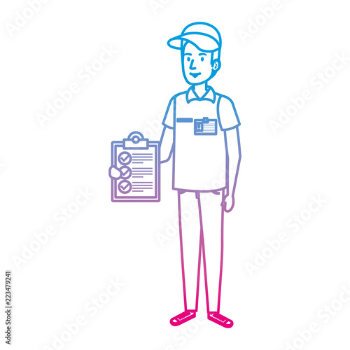 delivery worker with checklist character
