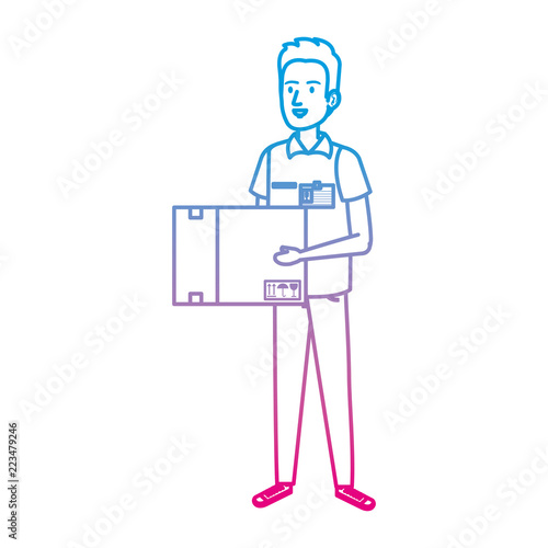 delivery worker lifting box character