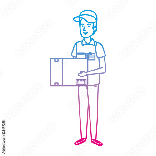 delivery worker lifting box character
