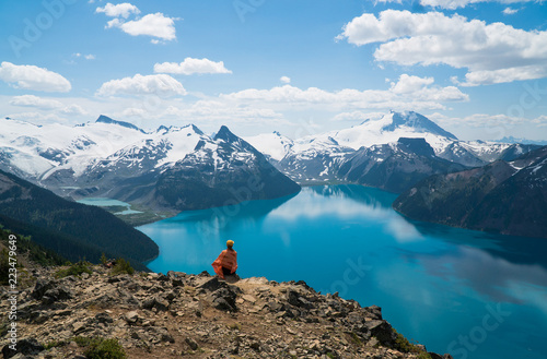 Mountain blue lake in British Columbia, Canada. Garibaldi Lake. Panorama Ridge photo