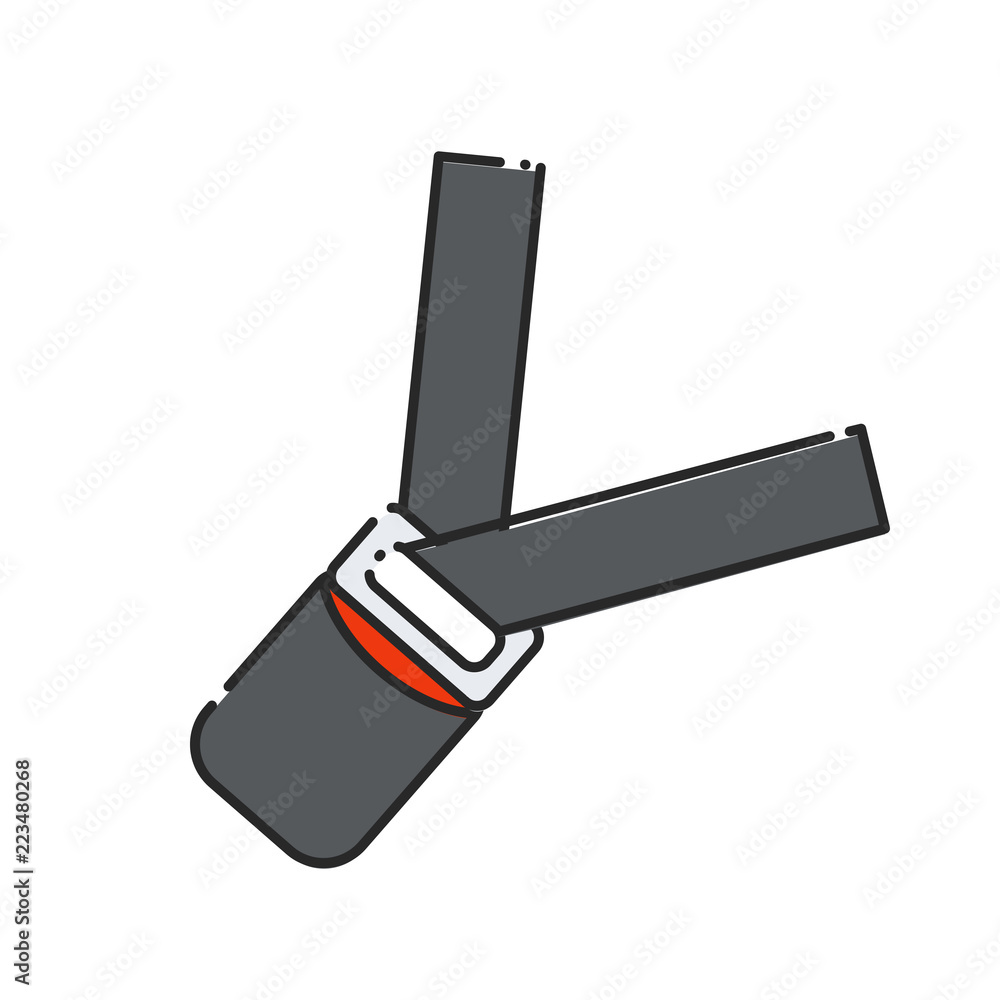 Car seat belt. Flat abstract icon. Vector illustration. Vehicle safety device. Car seat belt. Flat abstract icon. Vector illustration. Vehicle safety device.