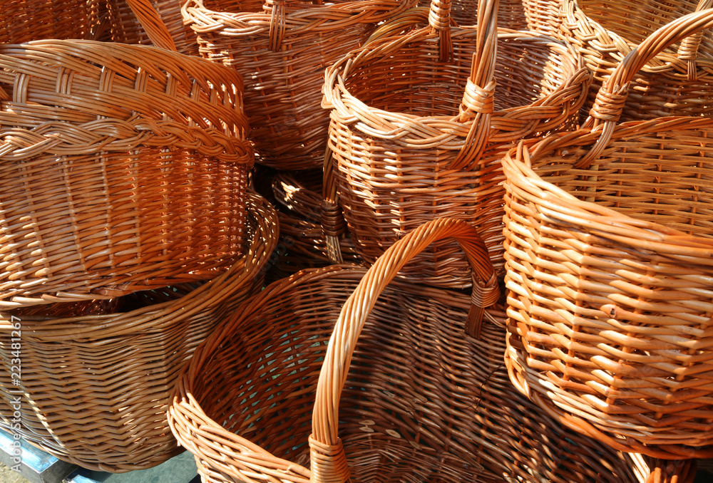 many baskets in wicker for sale
