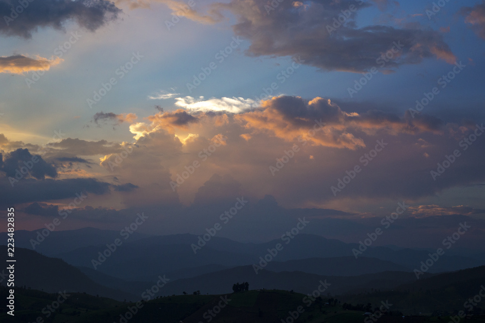 The mountain and the sky, the rural state in Thailand.