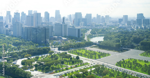 東京風景・丸の内から望む霞ヶ関　国会議事堂方面