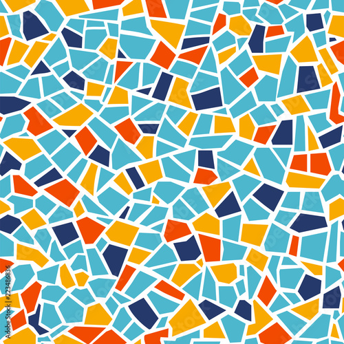 Bright abstract mosaic seamless pattern. Vector background. Endless texture. Ceramic tile fragments.