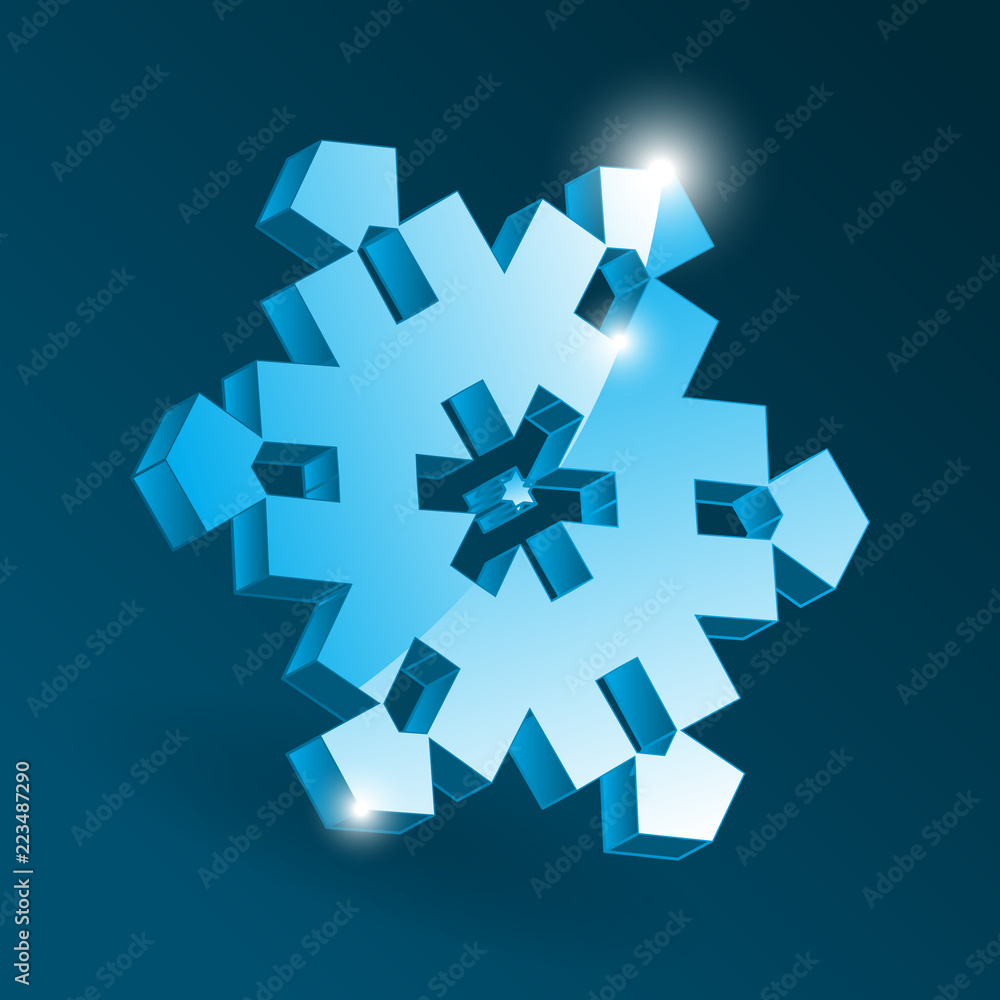 Vector Isometric Snowflake Icon with Various Perspective Shapes Vector Isometric Snowflake Icon with Various Perspective Shapes
