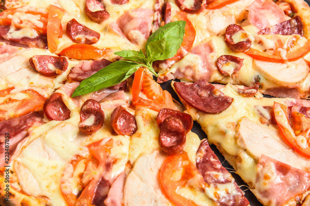 Delicious italian pizza close up