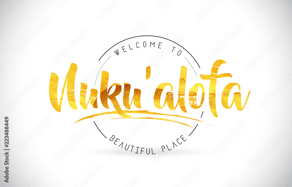 Nuku'alofa To Word Text with Handwritten Font and Golden