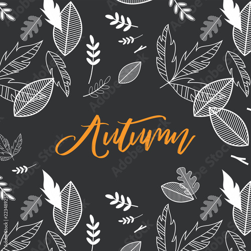 Fall, Autumn season vector illustration with doodle fall background. Design for poster, card, invitation, placard, brochure, flyer. illustration