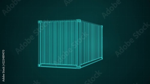 Digital container box and lines loop Animated