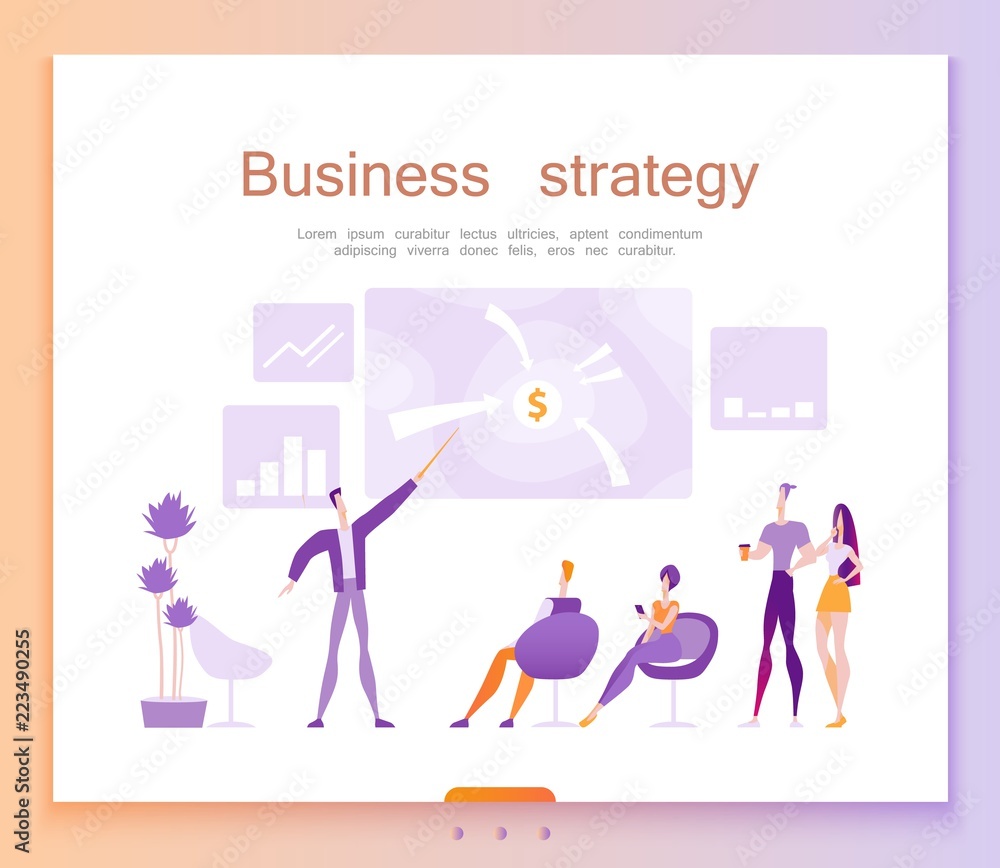 Business strategy page template, planning, financial success, profit, vector