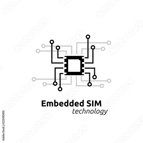 eSIM Embedded SIM card network icon symbol concept. new chip mobile cellular communication technology. vector illustration in flat style.