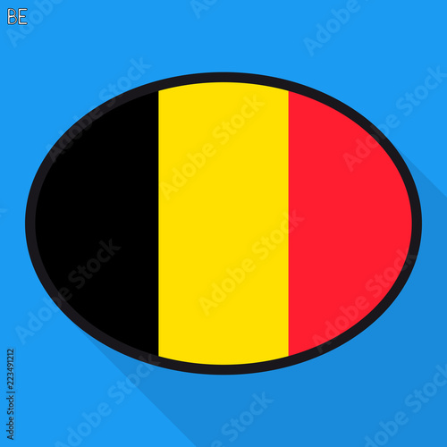 Belgium flag speech bubble  social media communication sign  flat business oval icon.