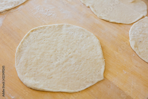 Raw round dough