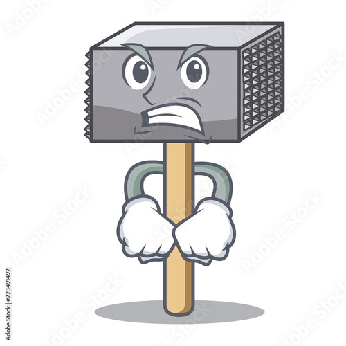 Angry wooden meat hammer cartoon for kitchen utensil