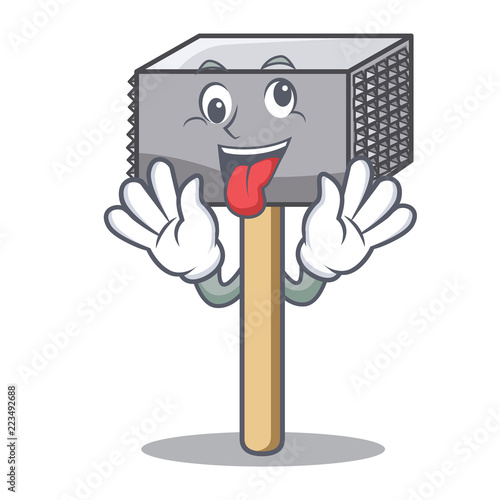 Crazy meat hammer utensil isolated on mascot