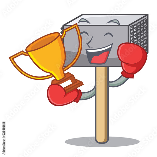 Boxing winner meat hammer utensil isolated on mascot