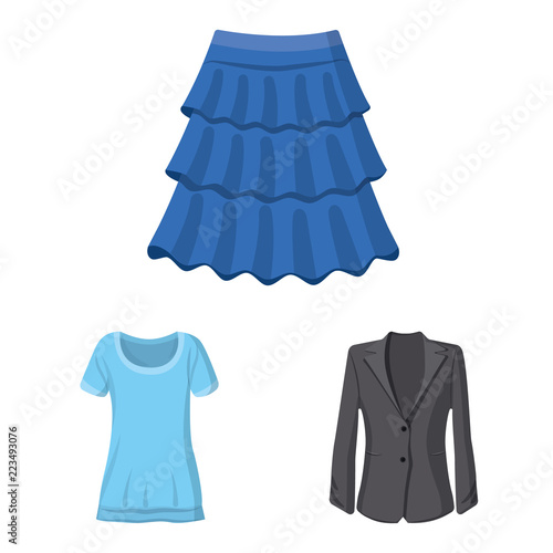 Vector design of woman and clothing sign. Collection of woman and wear stock symbol for web.