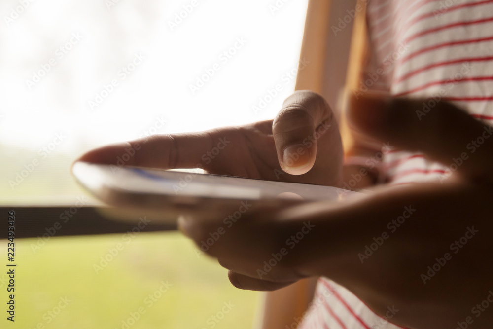 Hand woman using smartphone