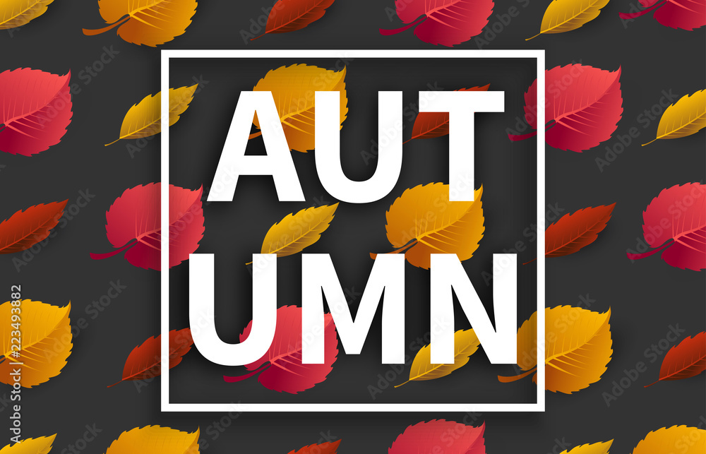Grey autumn card with beautiful leaves pattern. Grey autumn card with beautiful leaves pattern.