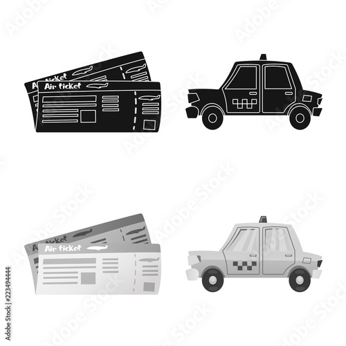 Isolated object of airport and airplane icon. Set of airport and plane stock symbol for web.