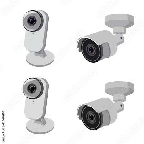 Vector design of cctv and camera symbol. Set of cctv and system stock vector illustration.