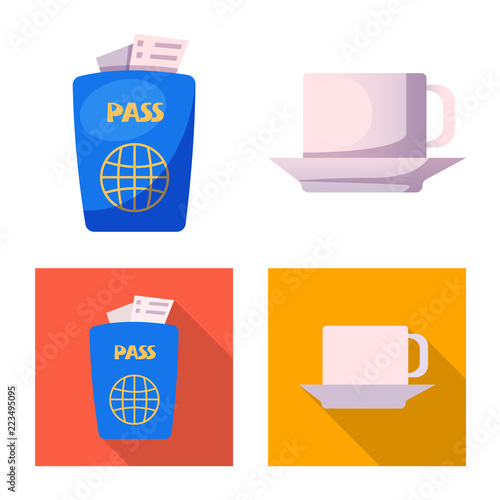 Vector illustration of airport and airplane sign. Set of airport and plane stock symbol for web.