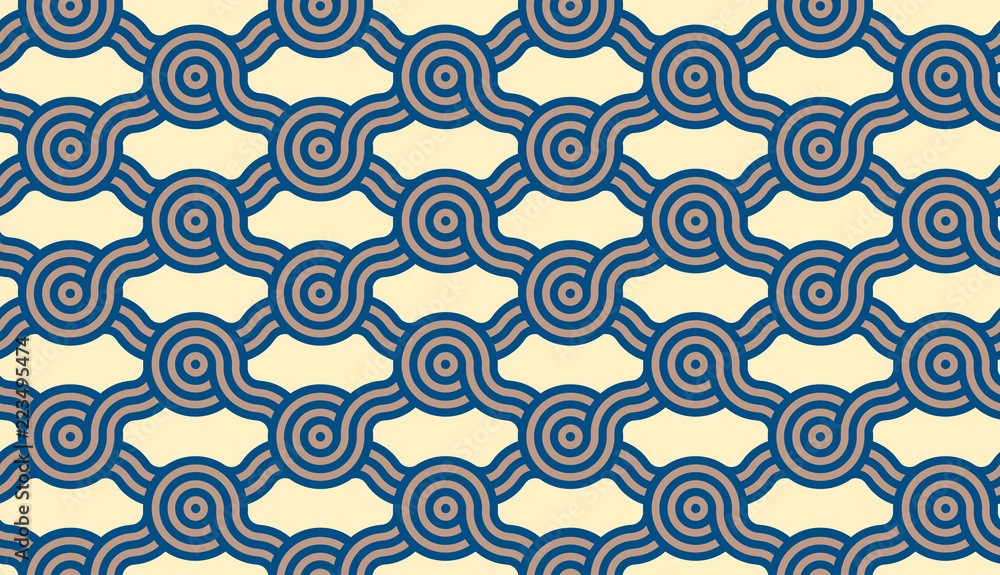 Naklejka premium asian style lattice grid seamless pattern in ivory and blue