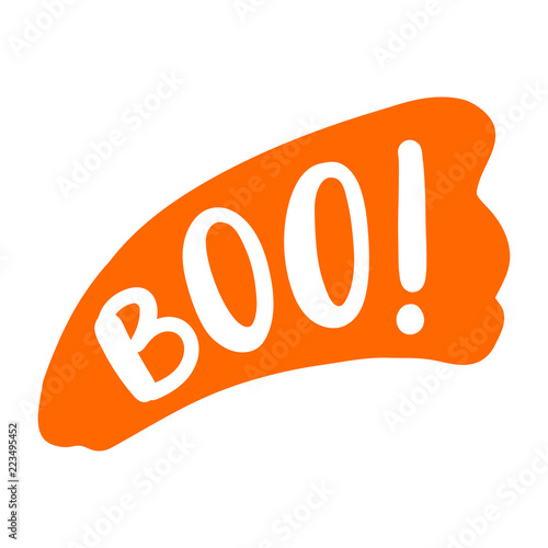 Boo text. Only one single word. Vector illustration. Colorful. Happy Halloween greeting card.