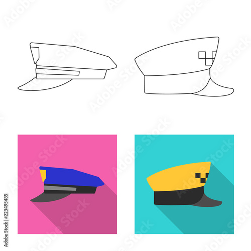 Vector design of headgear and cap sign. Set of headgear and accessory vector icon for stock.